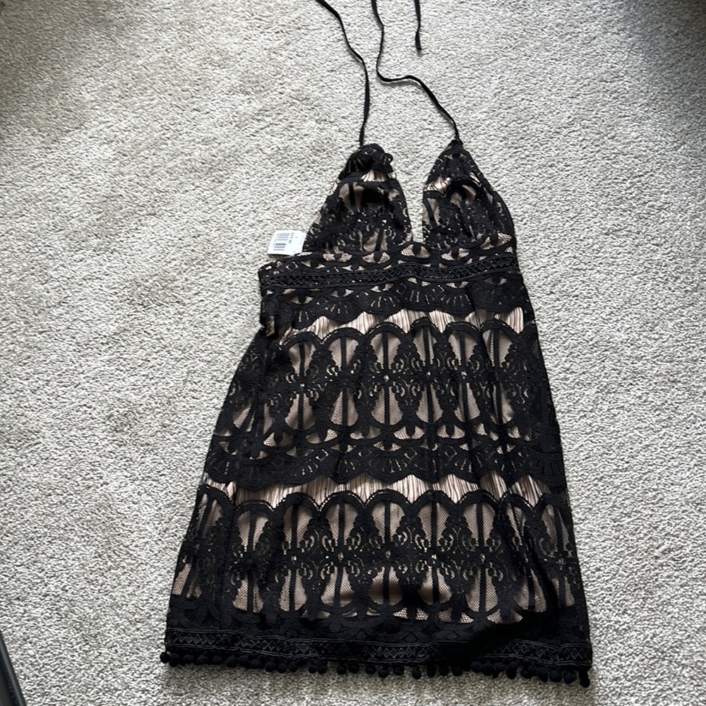 Forever 21 black lace halter dress, new with tags